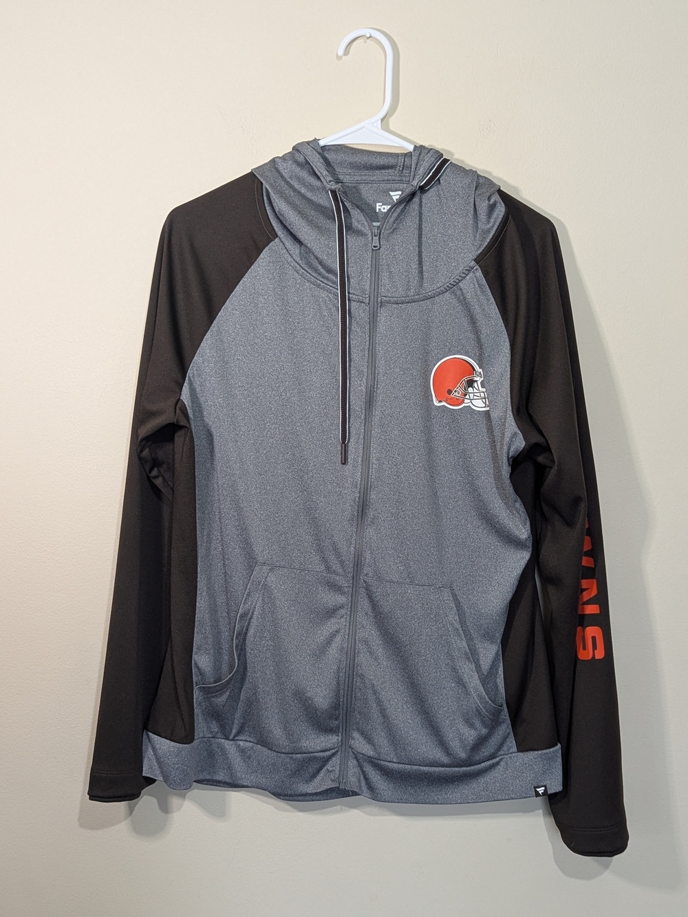 Cleveland Browns Zip Hoodie Women’s XL Fanatics Gray Black NFL Lightweight Jacke